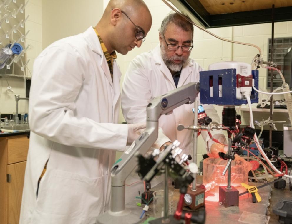 Two professors working in a lab.