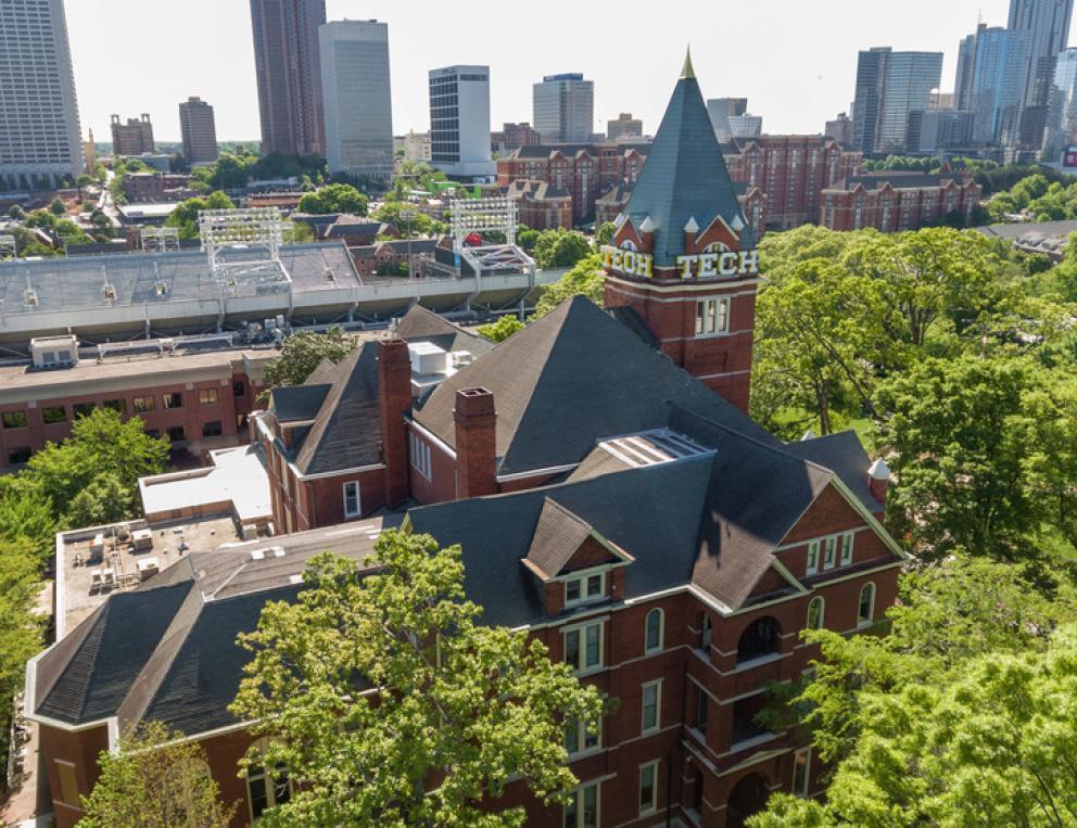 Aerial view of Tech Tower.